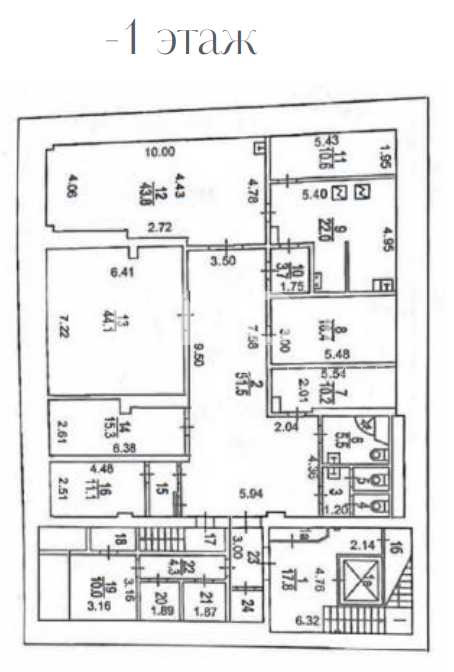 Планировка офиса 1347.3 м², 1 этаж, ЖК «Золотой»